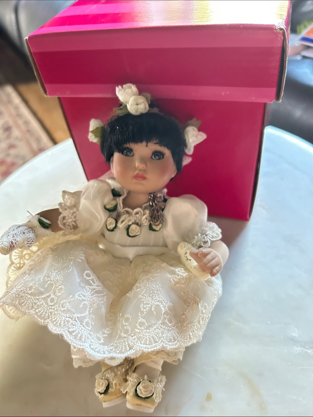 Marie Osmond porcelain doll, rosebud tiny baby